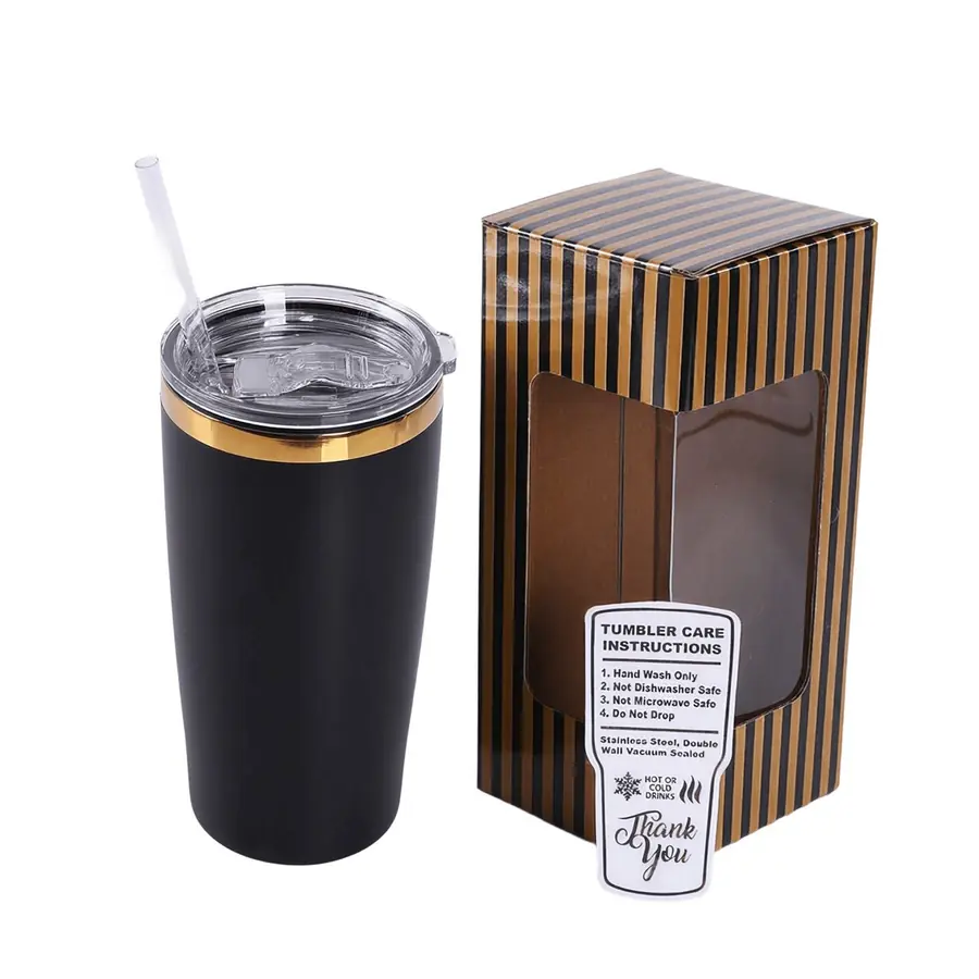 Gold & Rainbow Rim Tumbler in Black / Gold