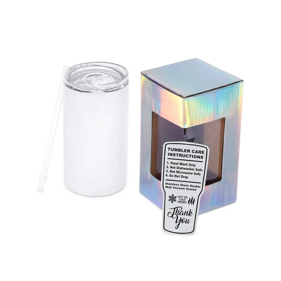 Full-Color Skinny Tumbler in White