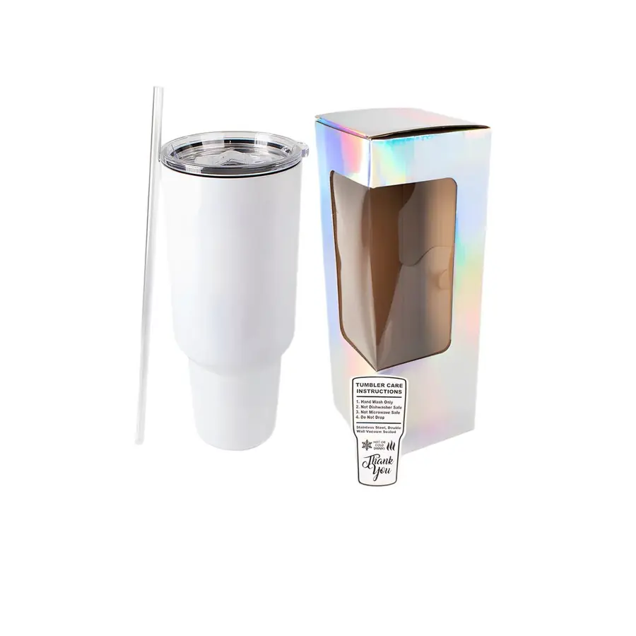 Full-Color Travel Tumbler in White