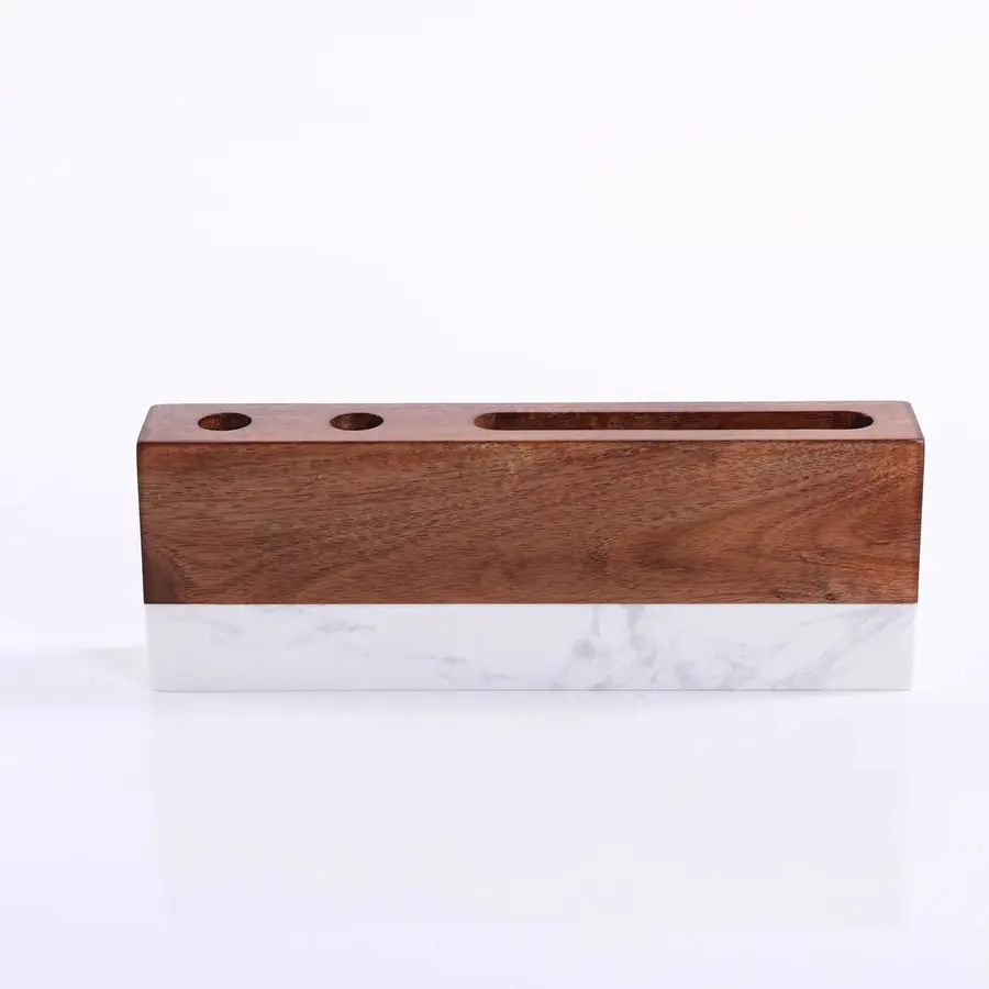 Marble & Acacia Desk Nameplate